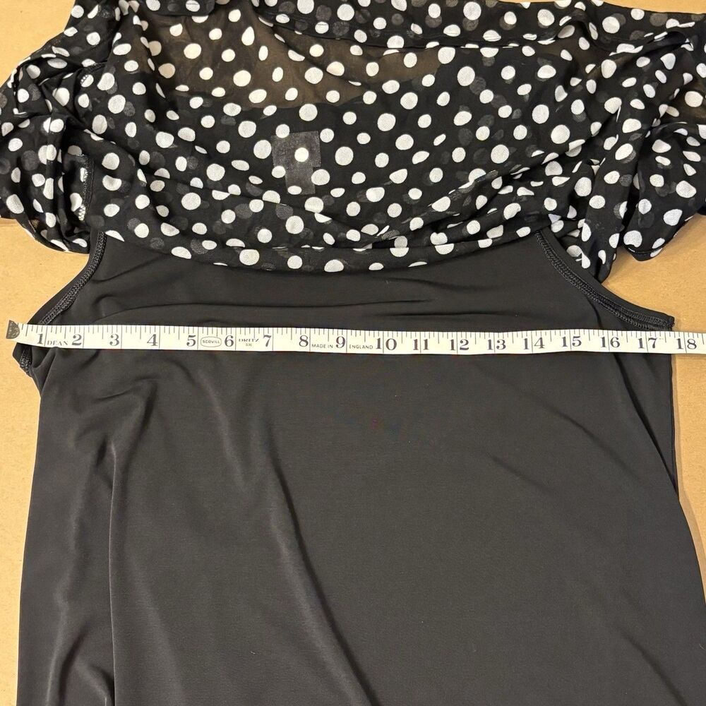 Chicos Top Black White Sheer Polka Dot Overlay Size 1 (Women’s Medium) - Picture 5 of 6